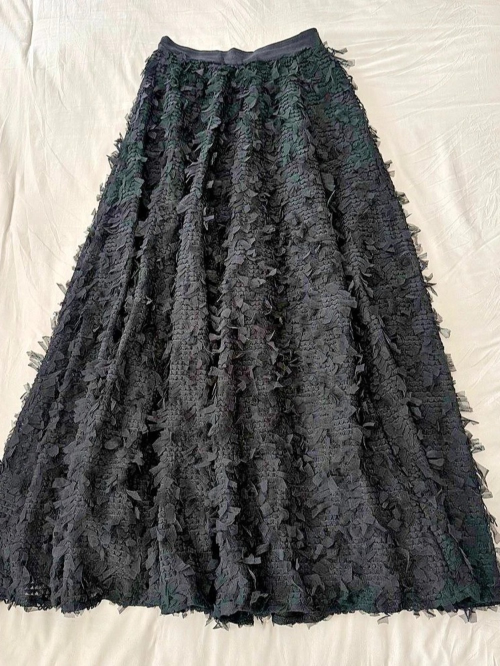 Eli + Ali Black Textured Maxi Skirt Size XS